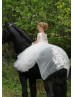 Elegant Ivory Lace Tulle Flower Girl Dress With Train